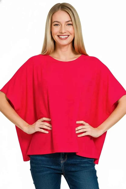 Ruby Red Round Neck Short Sleeve Relaxed T-Shirt by Zenana