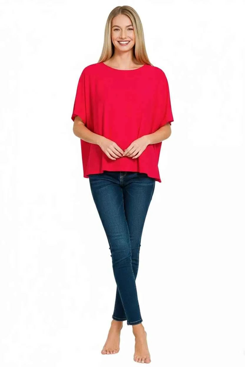Ruby Red Round Neck Short Sleeve Relaxed T-Shirt by Zenana