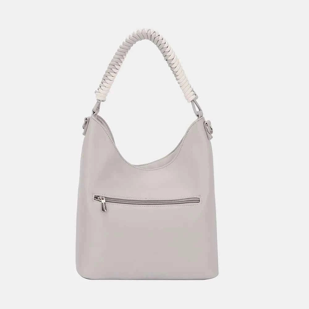Women's Woven Handle PU Leather Handbag by David Jones