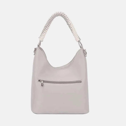 Women's Woven Handle PU Leather Handbag by David Jones