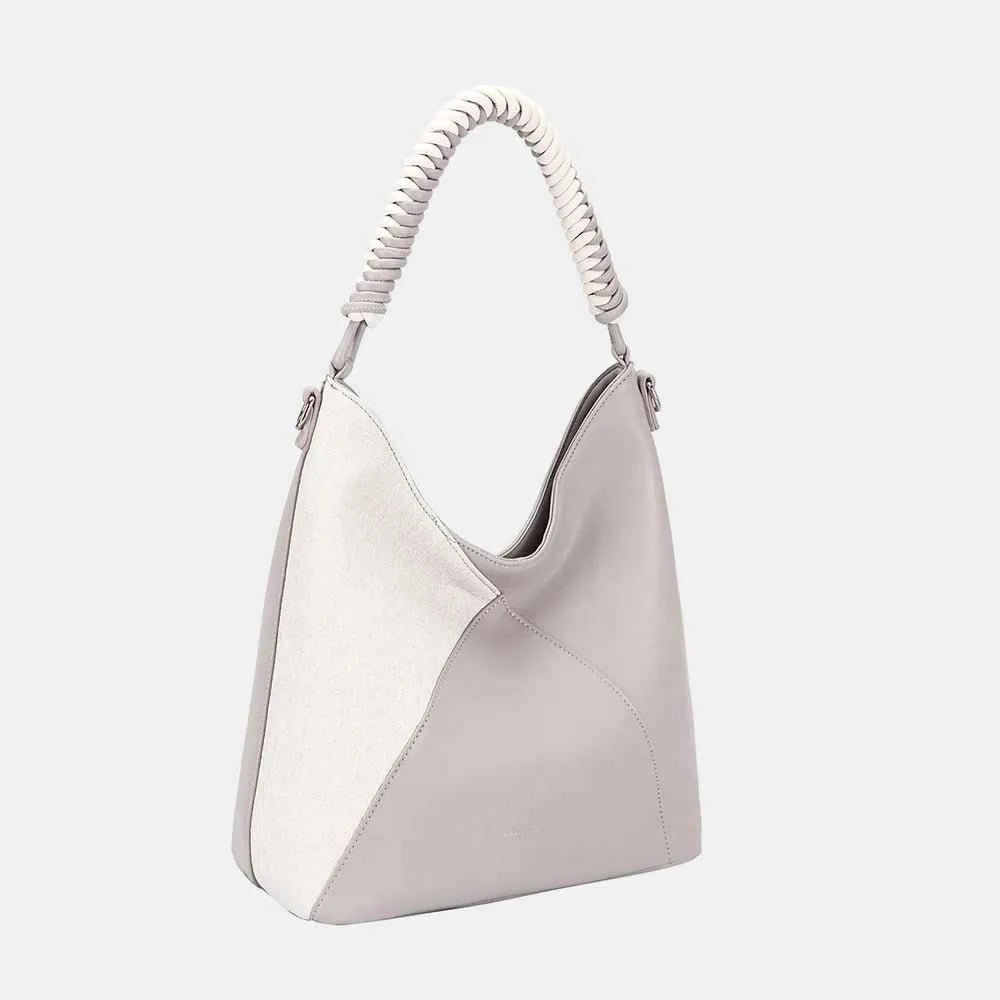 Women's Woven Handle PU Leather Handbag by David Jones