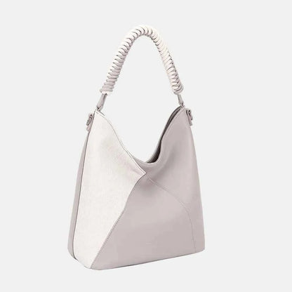 Women's Woven Handle PU Leather Handbag by David Jones