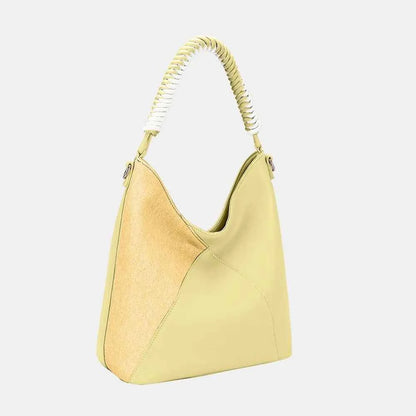 Women's Woven Handle PU Leather Handbag by David Jones