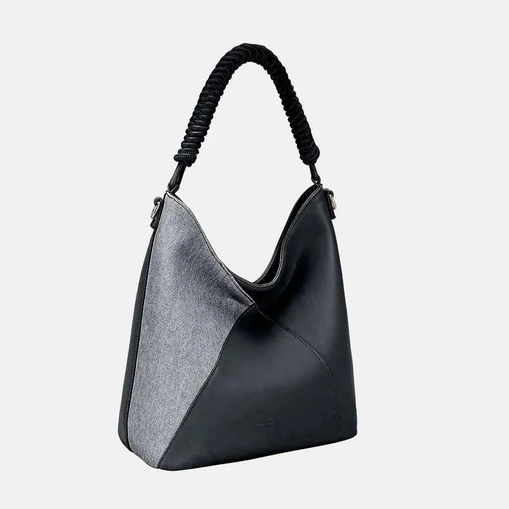 Women's Woven Handle PU Leather Handbag by David Jones