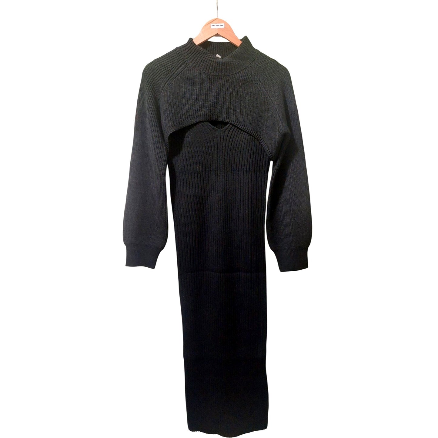 Umgee 2PC Knit V-Neck Dress W/ Cropped Pullover Sweater~Stretch~Large